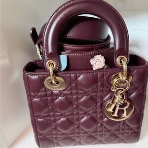 Dior Burgundy Quilted Leather Handbag
